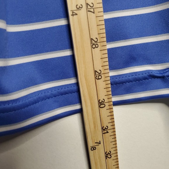 Men's Under Armour HeatGear Short Sleeve Polo Shirt Blue with White Stripes L - Picture 9 of 9